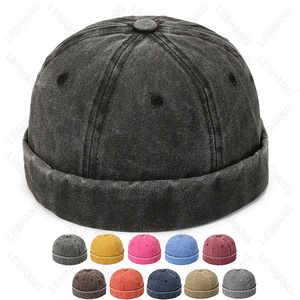 Hot Sale washed Cotton Cap Without Brim Visorless Docker hats Vintage dstressed Brimless Baseball Caps with custom logo