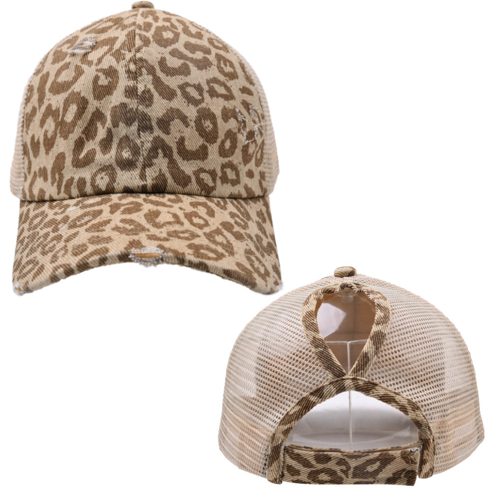 High ponytail baseball cap summer spring autumn outdoor pure derby Messy Bun Trucker Leopard Woman Baseball Hat