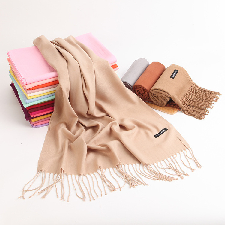 Wholesales pashmina scarf cashmere scarfs plain colorful shawls solid pure color winter neck warm scarves for women stylish