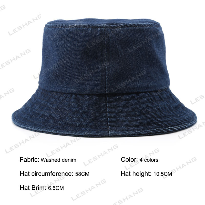 Wholesale Blank Custom Plain Jean Washed Distressed Denim Bucket Hat Custom Embroidery Logo Vintage Wide Brim Fisherman Cap