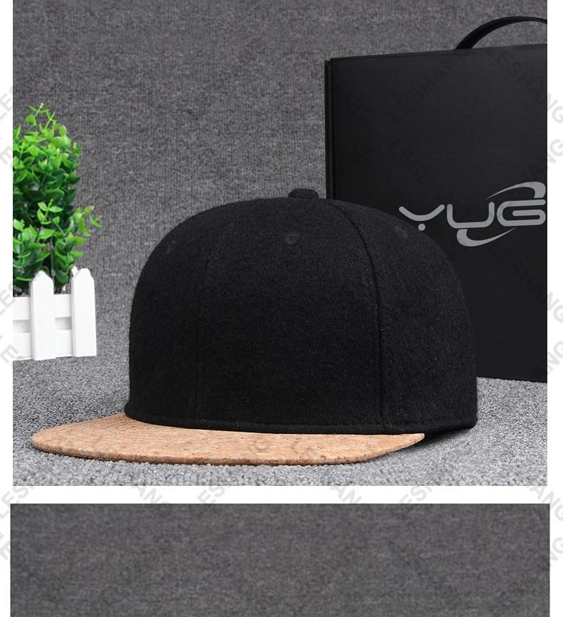 Wholesale Adjustable Custom Embroidery Logo Customized Made Cork Wooden Brim Mens Baseball Caps Snapback Hats