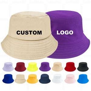 Solid Color Custom Embroidery Logo Cotton Wide Brim Fisherman Caps Blank Custom Plain 15 Colors Black White Bucket Hats