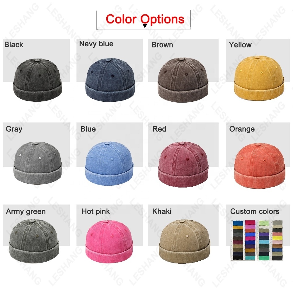 Hot Sale washed Cotton Cap Without Brim Visorless Docker hats Vintage dstressed Brimless Baseball Caps with custom logo