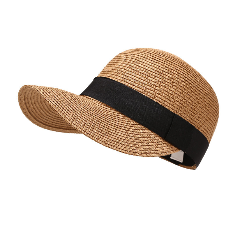 Wholesale Custom Embroidery Logo Women fedora Foldable Straw Hats UV Protection Curved Brim Equestrian Floppy Beach Sun Hat