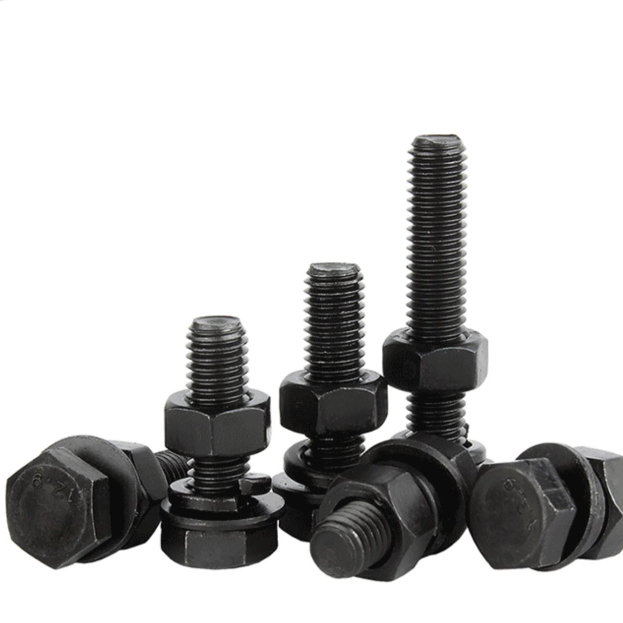 DIN931/DIN933 hex bolt and nut steel hex cap screw bolt washer and nuts assembly