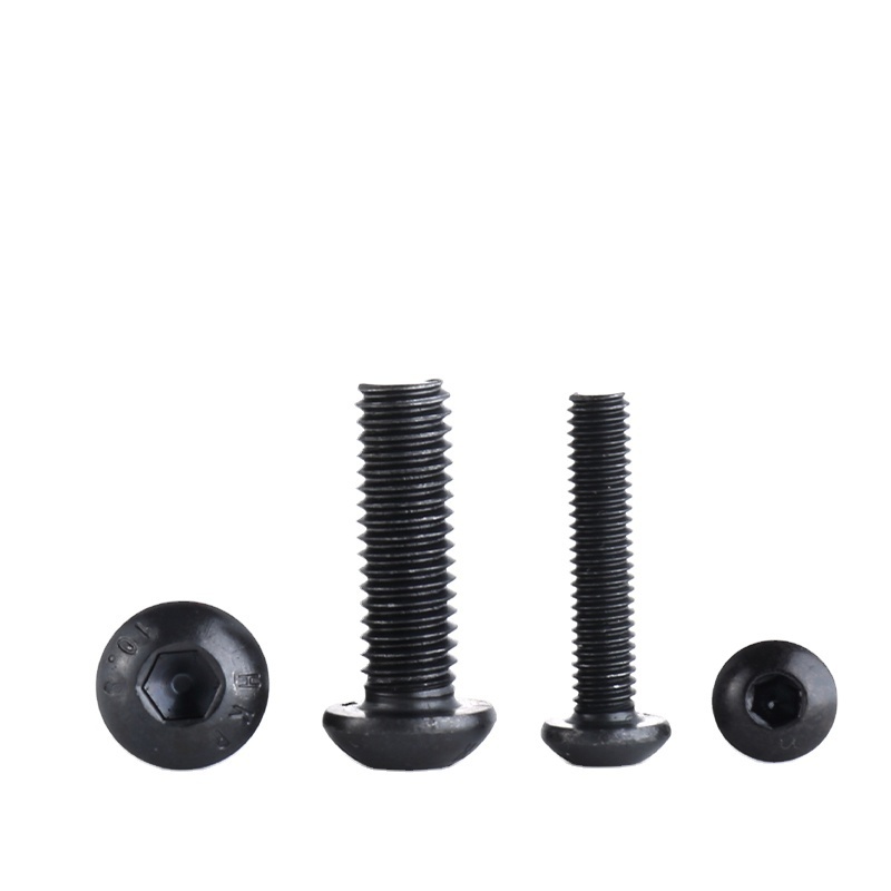 Hot Sale Grade 10.9 Stainless Steel Round Head Black Zinc Button Head Bolt m3 black spacing screws hex nylon