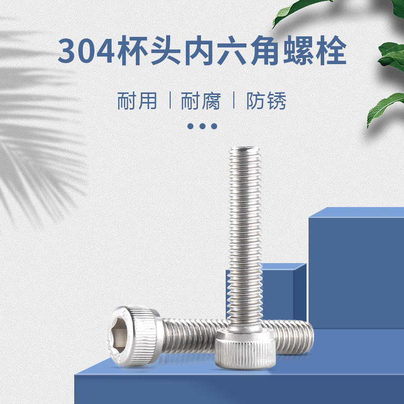 ss Cylindrical head hexagonal socket nuts and bolts titanium 201 stainless steel bolt