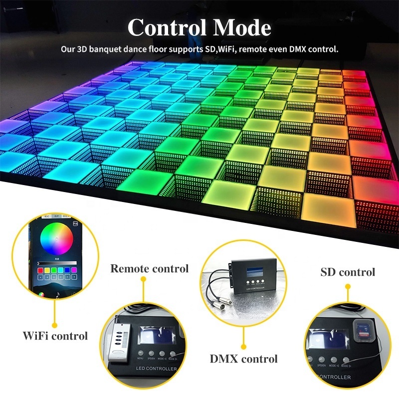 Most popular LED dance floor magnetic Pista de baile 3d infinity mirror led floor panel for bar wedding disco party decoration