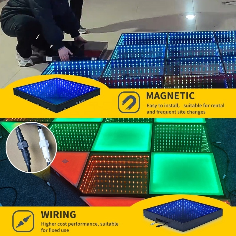 Most popular LED dance floor magnetic Pista de baile 3d infinity mirror led floor panel for bar wedding disco party decoration