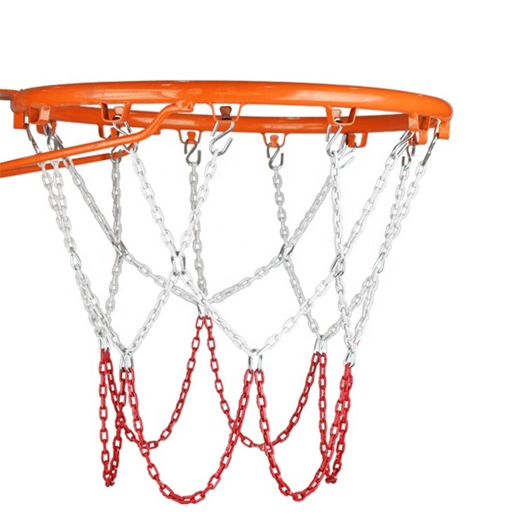 White Red and Bule Electrogalvanizing Basketball Steel Net Chain 3mm Manganese Steel Powder Coated Basketball Chain Net