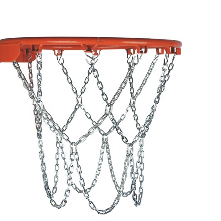 White Red and Bule Electrogalvanizing Basketball Steel Net Chain 3mm Manganese Steel Powder Coated Basketball Chain Net