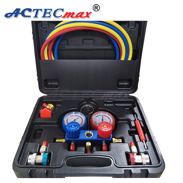 Wholesale Price AC Refrigeration Aluminum Manifold Gauge R134A With Release Valve Auto Service Tools AC.137.050