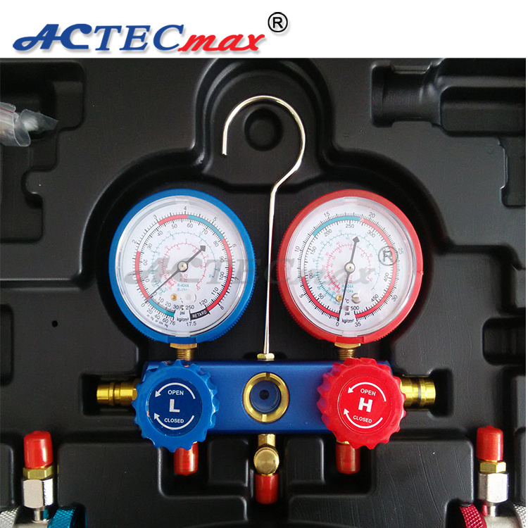 Wholesale Price AC Refrigeration Aluminum Manifold Gauge R134A With Release Valve Auto Service Tools AC.137.050