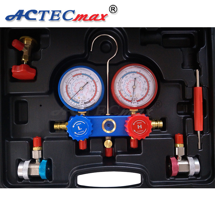 Wholesale Price AC Refrigeration Aluminum Manifold Gauge R134A With Release Valve Auto Service Tools AC.137.050