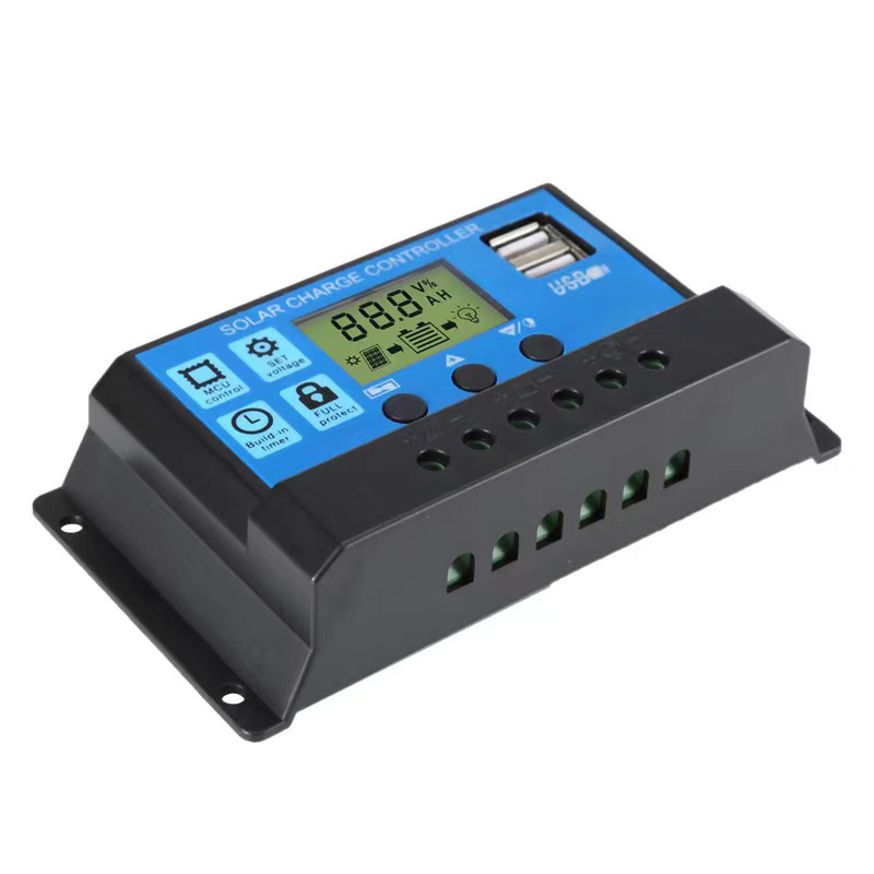 Wholesale Price Solar Charge Controller 12V/24V 10A Solar Panel Waterproof PWM Charging with Dual USD Digital Display ACTECmax