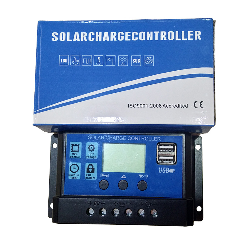 Wholesale Price Solar Charge Controller 12V/24V 10A Solar Panel Waterproof PWM Charging with Dual USD Digital Display ACTECmax