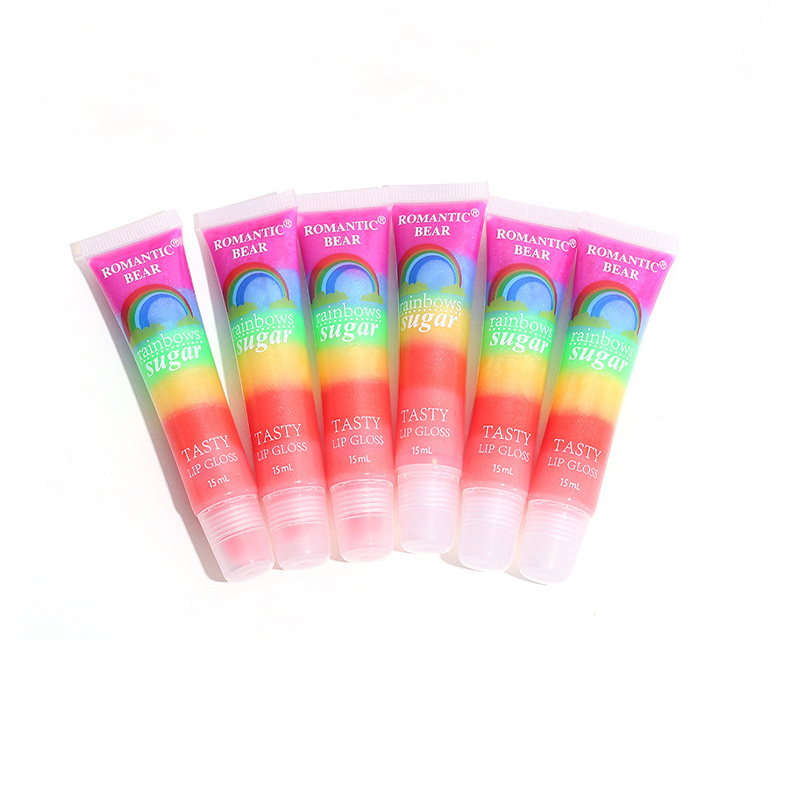 CH01A Cute vegan makeup magic Lip gloss ice cream hydrating organic transparent Rainbow Jelly Lip Gloss wholesale bulk vendor