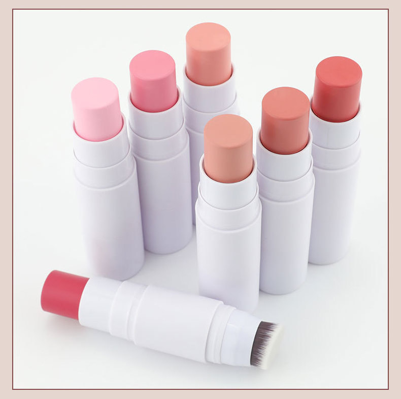 PRSHB01 High pigment vegan face cream blush stick custom baby pink cheek makeup blush stick private label blush stick with brush