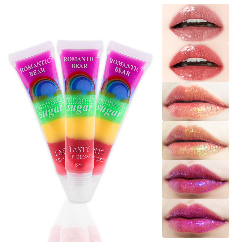 CH01A Cute vegan makeup magic Lip gloss ice cream hydrating organic transparent Rainbow Jelly Lip Gloss wholesale bulk vendor