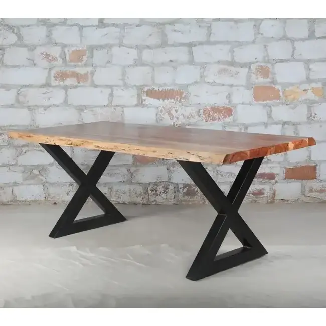 Industrial Furniture Modern Design Live Edge Slab Solid Acacia Wood Restaurant Furniture Dining Table Dining Room Home Decor OEM