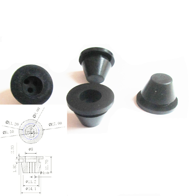 Square plug With 3 Holes 1.8 mm Holes Oblong Plug Rubber Cable Grommet For Electric Wire rubber plug