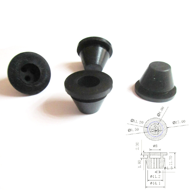 Square plug With 3 Holes 1.8 mm Holes Oblong Plug Rubber Cable Grommet For Electric Wire rubber plug