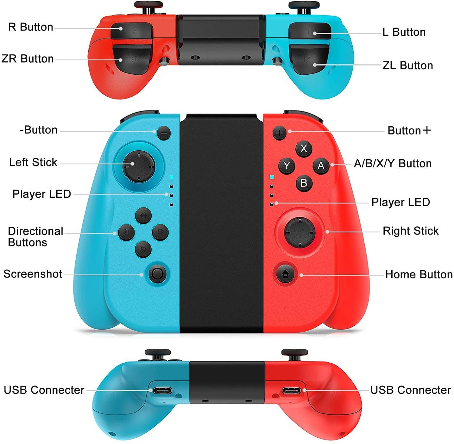 Ancreu Game Switch Wireless Controller Left Right BT Gamepad for Nintend Switch NS Handle Grip