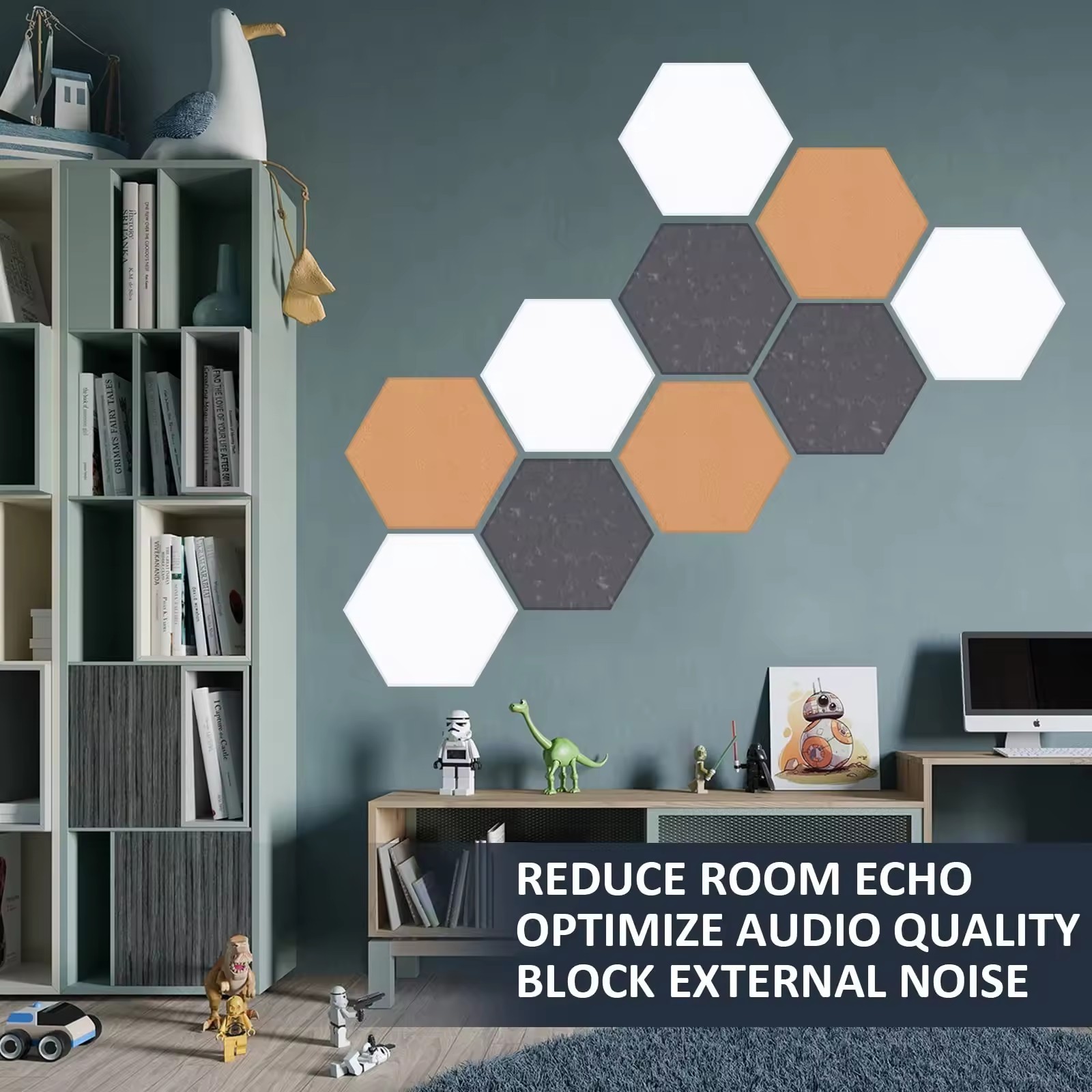 Sound Proof Foam Panels Self-adhesive Hexagon Polyester Fiber Pet Felt Sound Proof Wall Panels Acoustic Panels