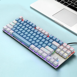 2022 Mechanical Double Color Keyboard 87 Keys Double Injection Keycap Wired Keyboard with Metal Panel