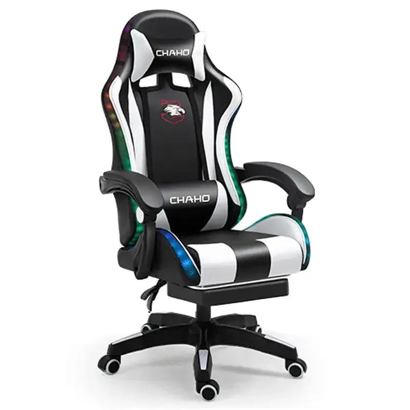 Wholesale E-sport ergonomic computer gaming chair with footrest RGB lights