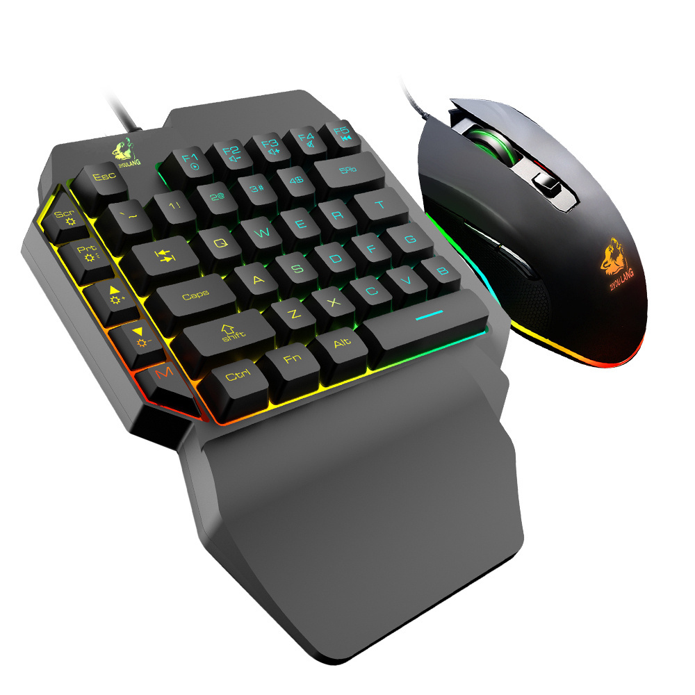 Ancreu Hot Selling One Hand Mechanical Gaming Keyboard and Mouse Combo for Mobile With RGB Light Effect