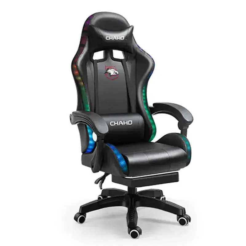 Wholesale E-sport ergonomic computer gaming chair with footrest RGB lights