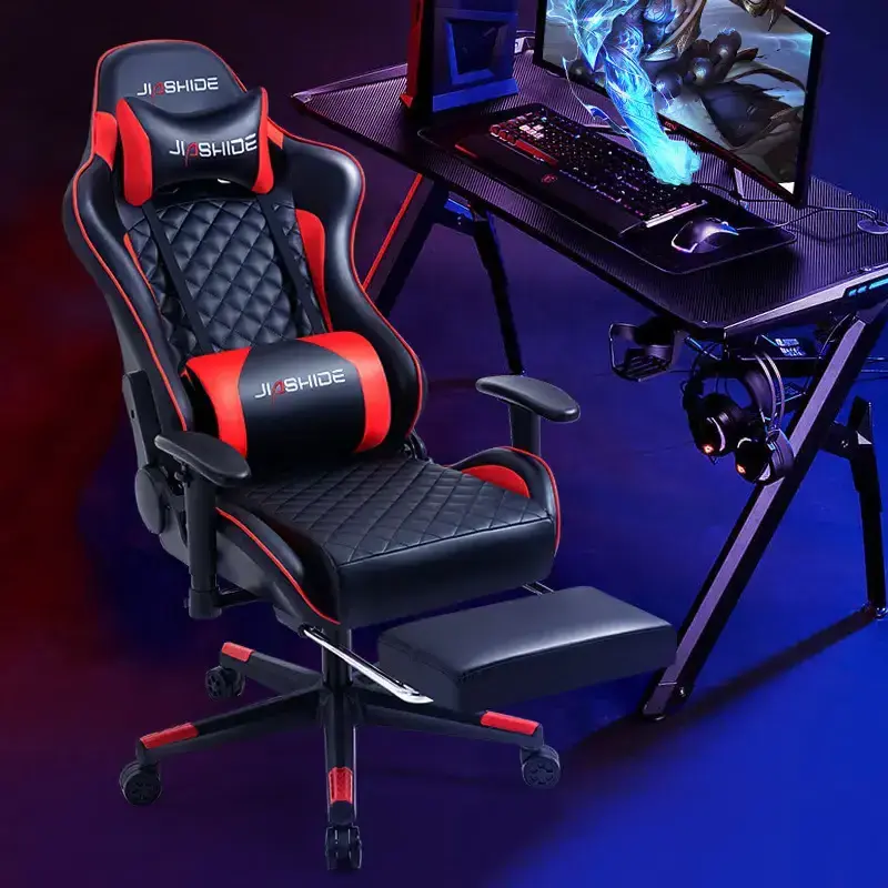 High back comfortable soft cushion racing gaming chair with footrest E-sport gaming chair