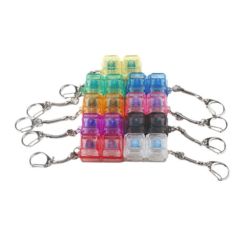 PC Transparent Material Switch Tester 2/3/4 Keys RGB Keychain Custom Relieve Stress Keyboard Fidget Toy