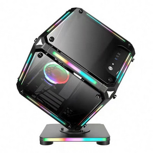 Cube shaped water-cooled personality creative RGB light strip streamer chassis anime computer cases