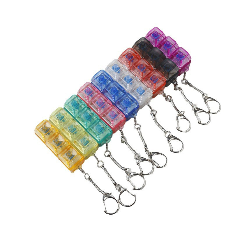 PC Transparent Material Switch Tester 2/3/4 Keys RGB Keychain Custom Relieve Stress Keyboard Fidget Toy