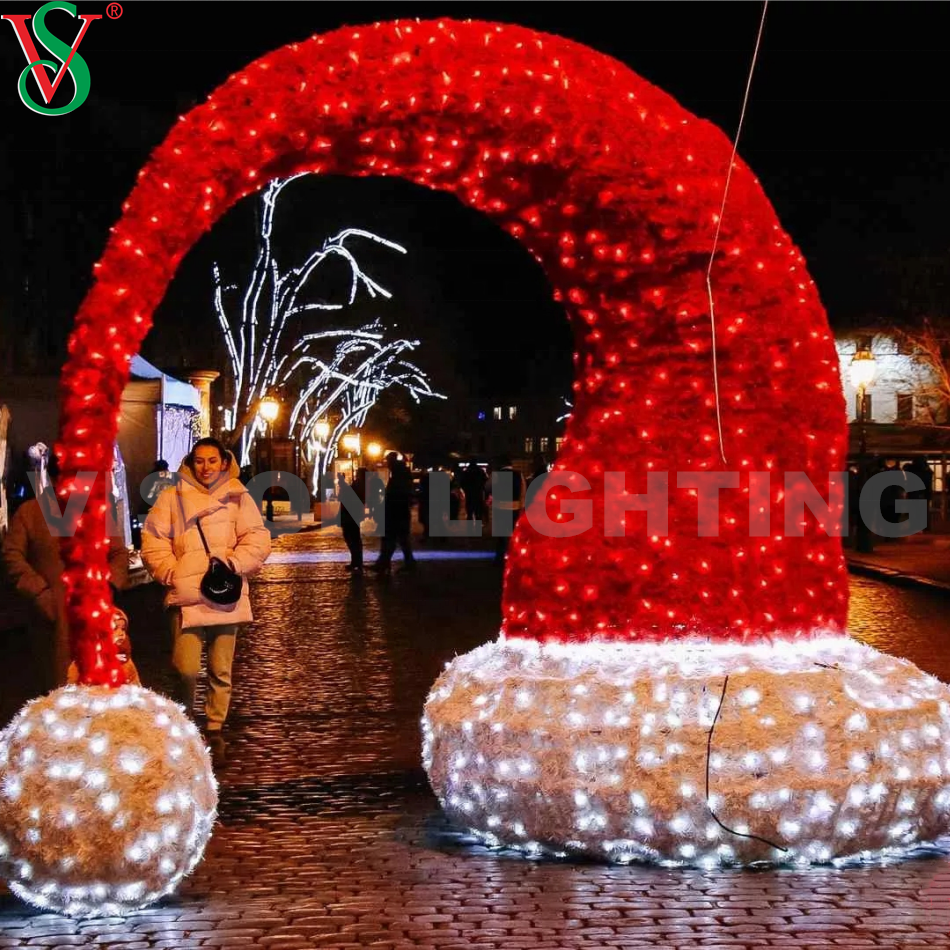 Holiday Decorative Light Giant Christmas Santa Hat Motif Lights for Outdoor Plaza & Street