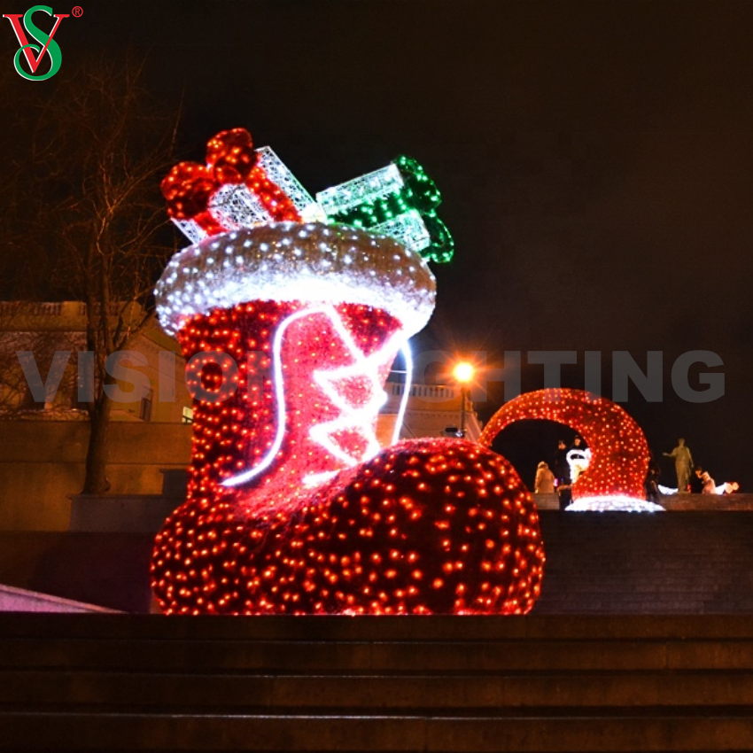 Holiday Decorative Light Giant Christmas Santa Hat Motif Lights for Outdoor Plaza & Street