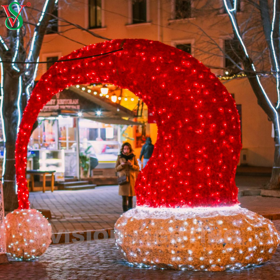 Holiday Decorative Light Giant Christmas Santa Hat Motif Lights for Outdoor Plaza & Street