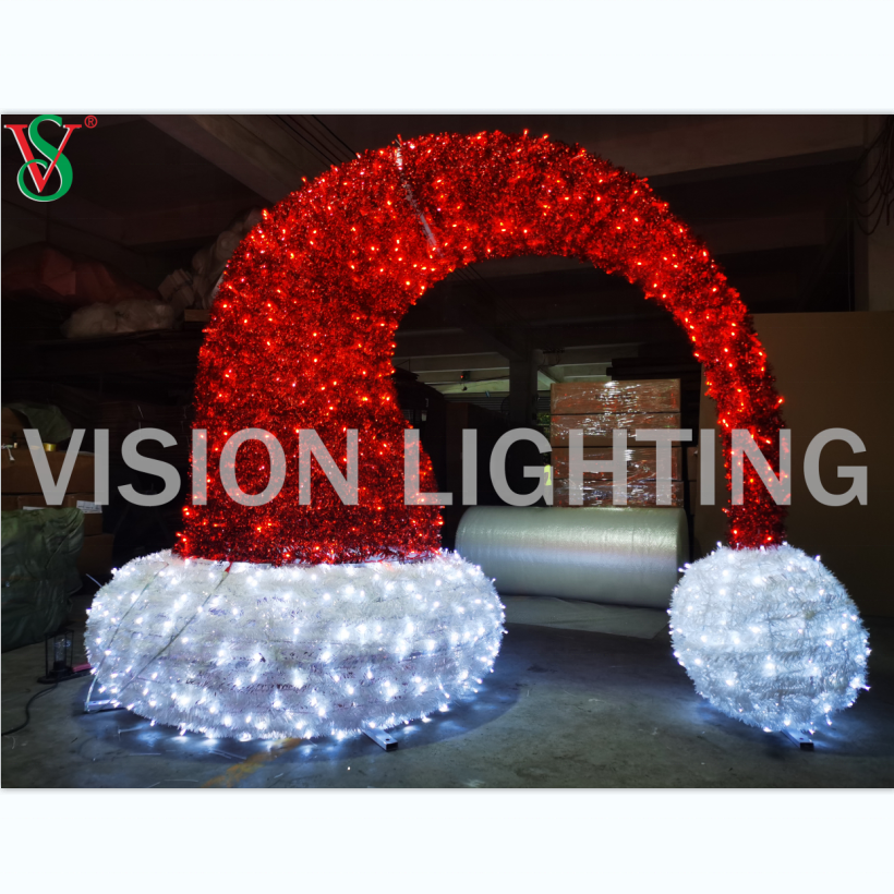 Holiday Decorative Light Giant Christmas Santa Hat Motif Lights for Outdoor Plaza & Street