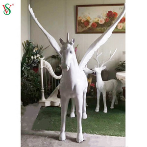 Amusement Park Zoo Customized Lifesize Large Fiberglass Resin Winged Horse Animal Sculpture