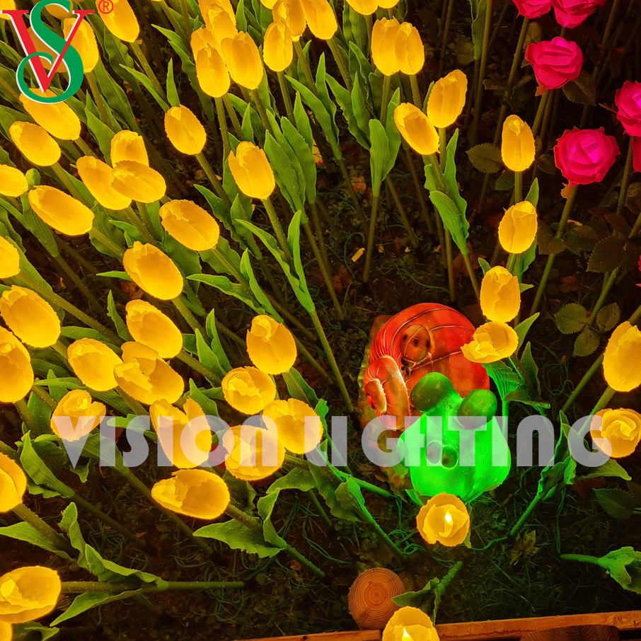 Wholesale DMX/SPI WS2811 Pixel RGB Artificial Flower Led Tulip Lights for Outdoor Landscape Decoration