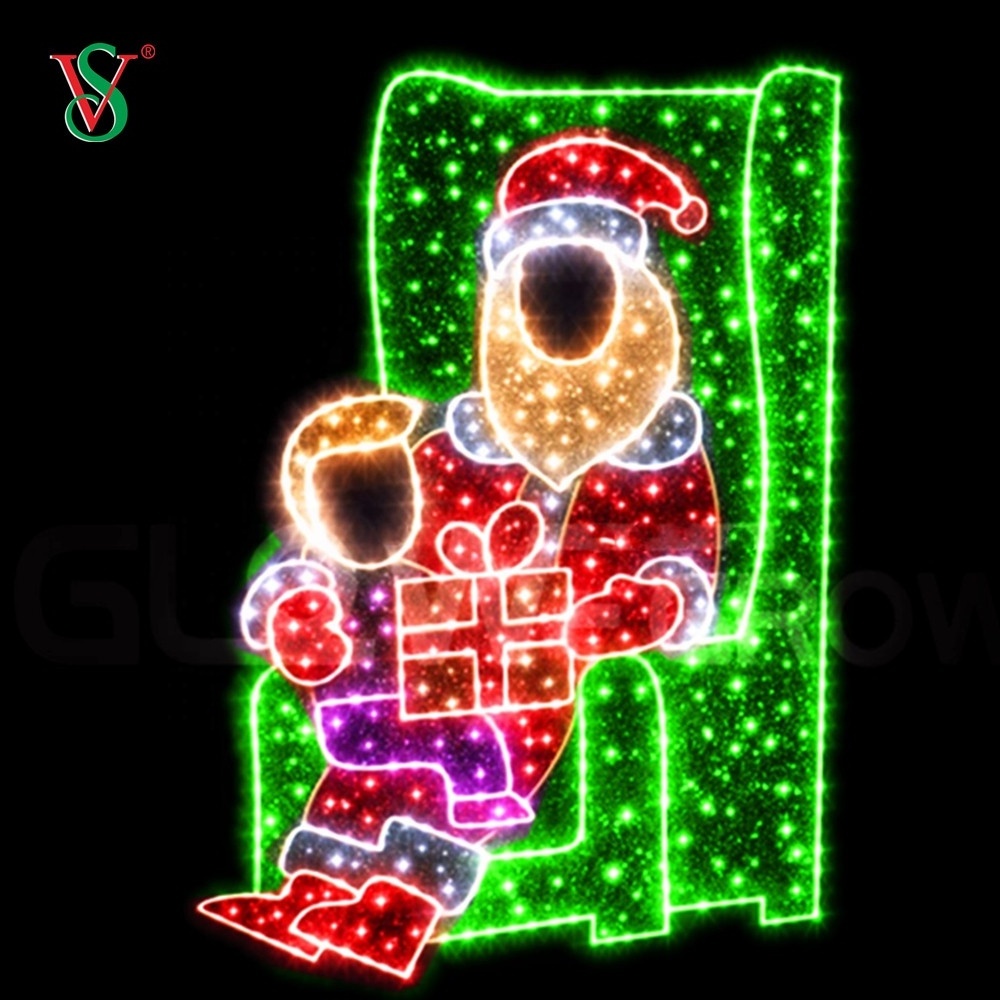 Outdoor Lighting Use Water Shopping Mall Business Center Santa Clause Christmas Decoration 2D Selfie LED Motif Lights