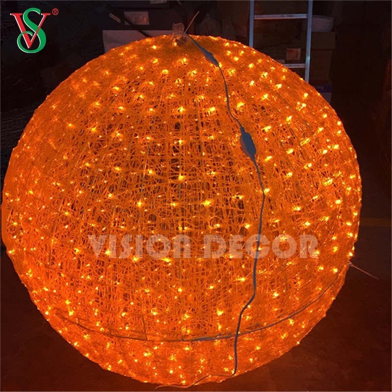 Size 60CM 3D Outdoor Large Hanging Ball Lights LED Christmas Sphere with Acrylic