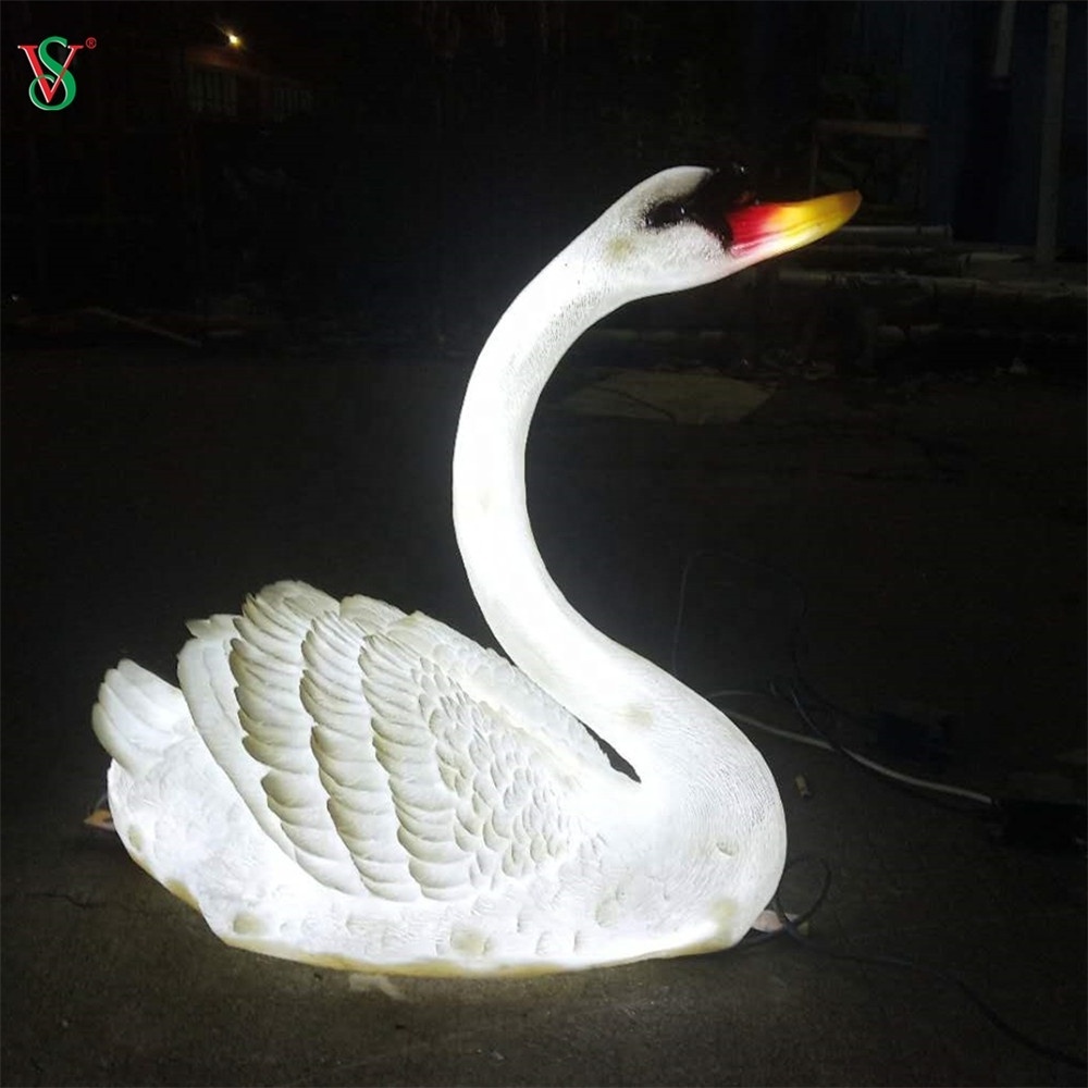 Life Size 3D Resin Arts Swan Fiberglass Resin Statues for Zoo Amusement Park Decoration