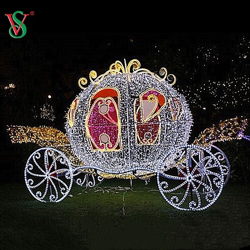 1.8m Giant Life Size Horse Carriage Motif Light Outdoor Large Christmas Santa Sleigh with Reindeer Decoration