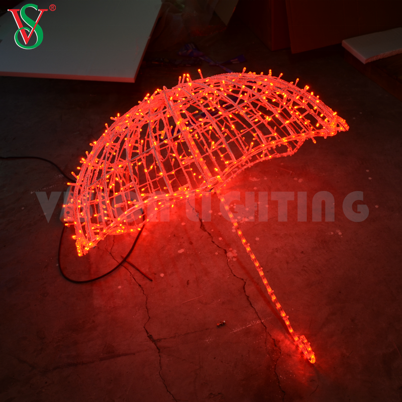 Outdoor Christmas holiday road street decoration 3d led hanging umbrella motif lights