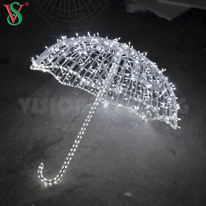 Outdoor Christmas holiday road street decoration 3d led hanging umbrella motif lights