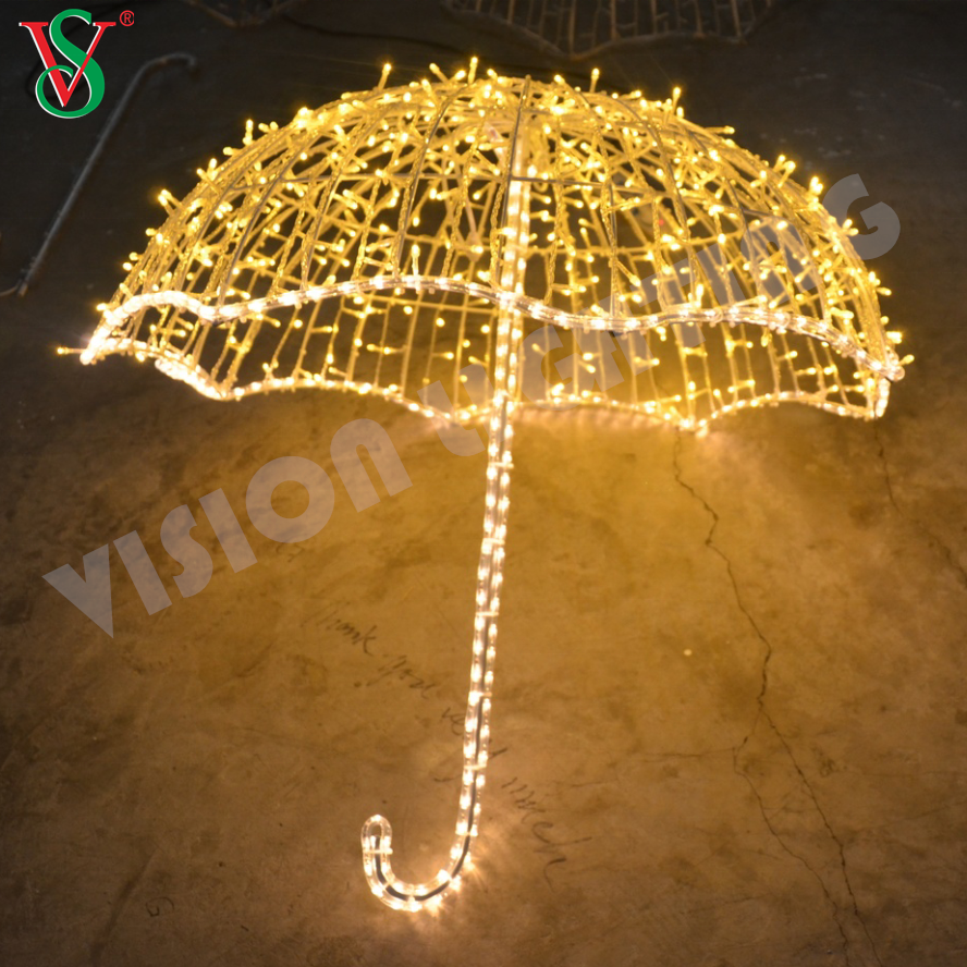 Outdoor Christmas holiday road street decoration 3d led hanging umbrella motif lights