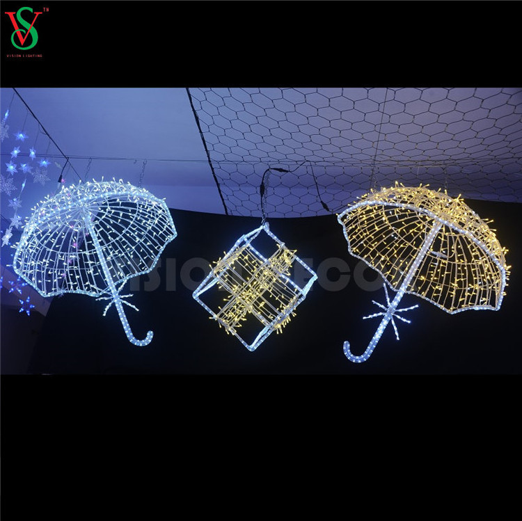 Wholesale outdoor across christmas street decorative led waterproof umbrella motif lights